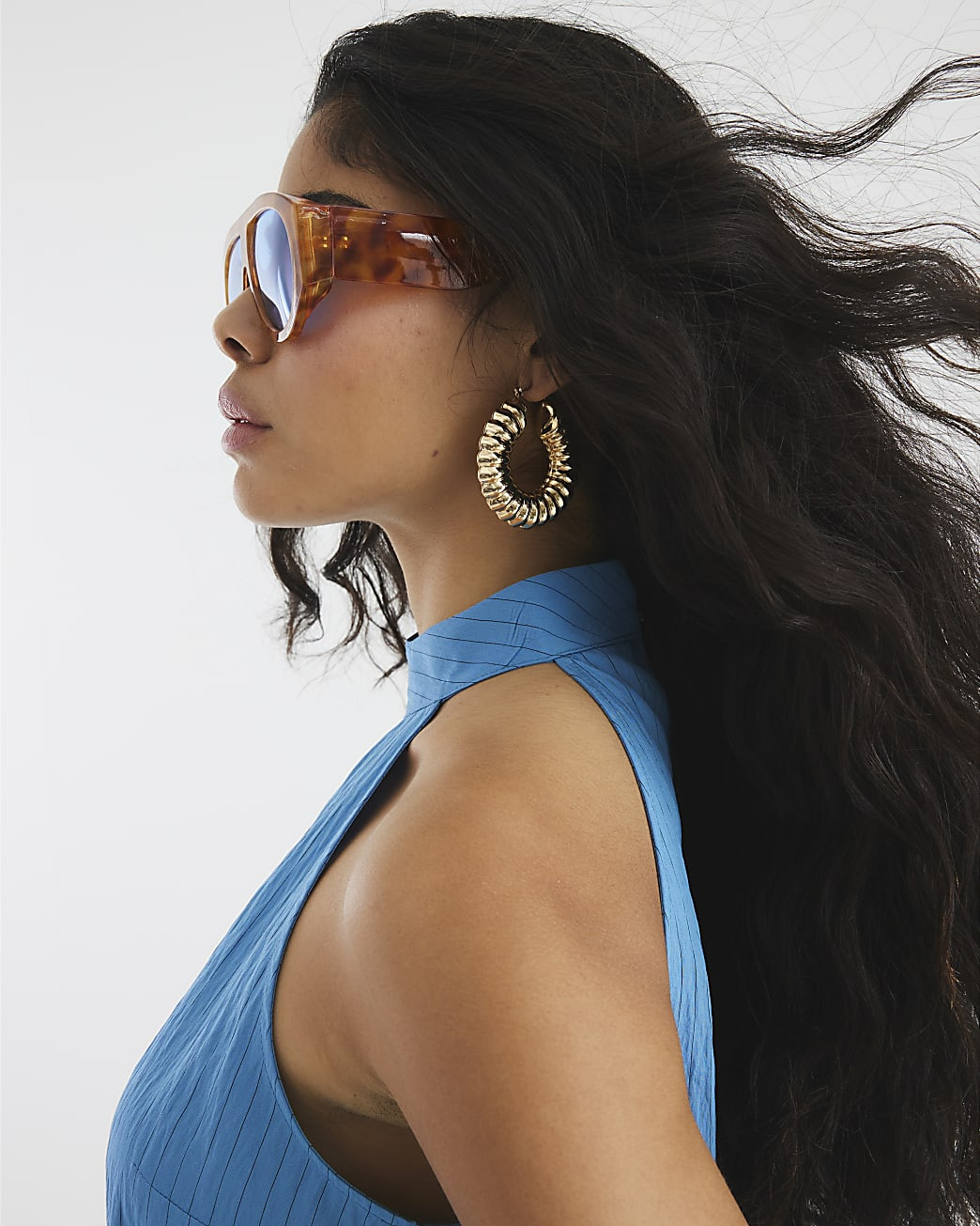 Blue Blue Pinstripe Halter Neck Top | River Island UK & IE