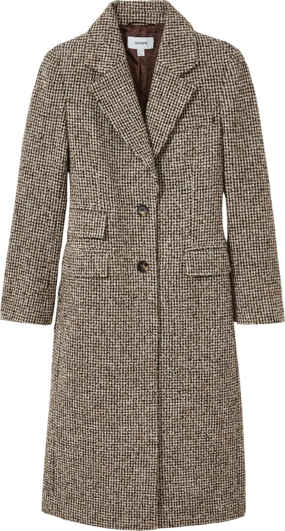 Reiss Kai Wool Blend Houndstooth Check Coat | Nordstrom | Nordstrom