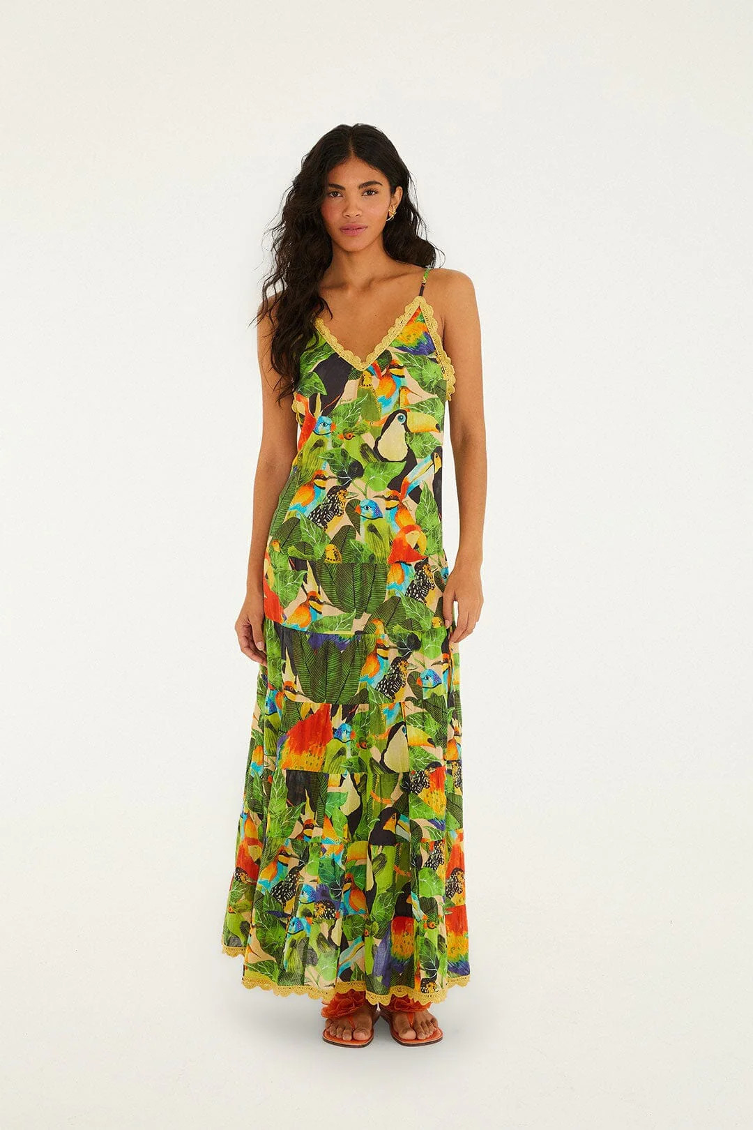 Bird Leaves Long Dress | FARM Rio | FarmRio (US)