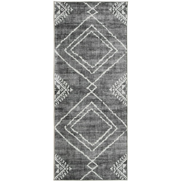 ReaLife Rugs Machine Washable Printed Moroccan Diamond Gray Eco-friendly Recycled Fiber Area Runn... | Walmart (US)