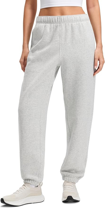 CRZ YOGA Cotton Fleece Lined Jogger Sweatpants Women 28" - Casual Lounge Travel Pants with Pocket... | Amazon (US)