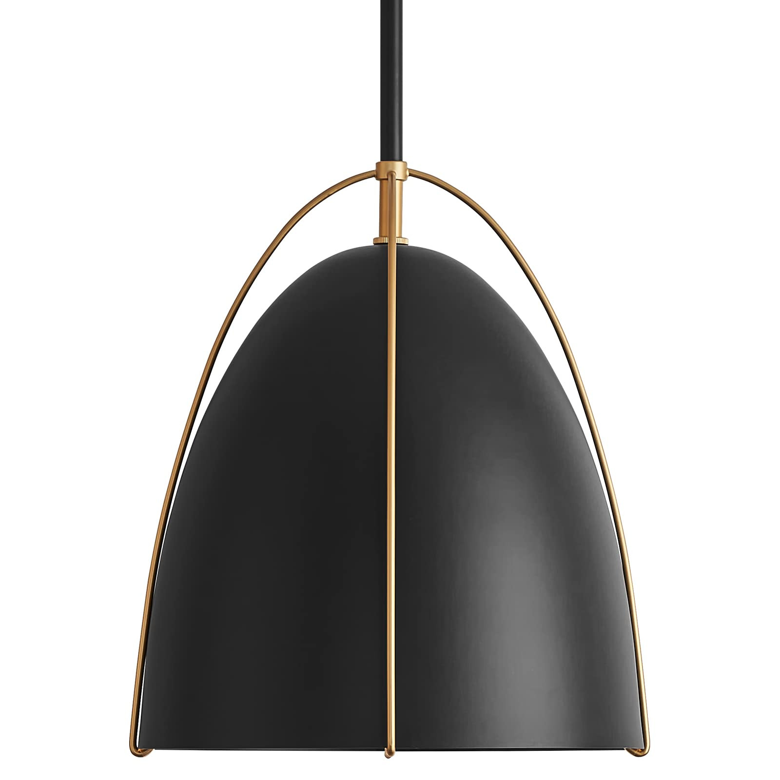 FookChak Black Dome Pendant Light 10in 1-Light Kitchen Pendant Lighting Egg-Shaped Black Gold Pendan | Amazon (US)