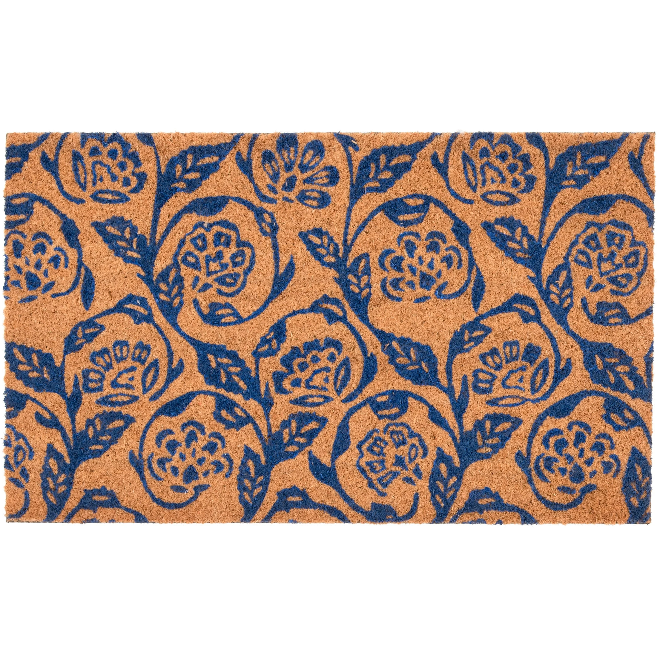 Mainstays by Becky G. & Alejandra Coir Outdoor Mat, Blue Floral, 18" x 30" | Walmart (US)