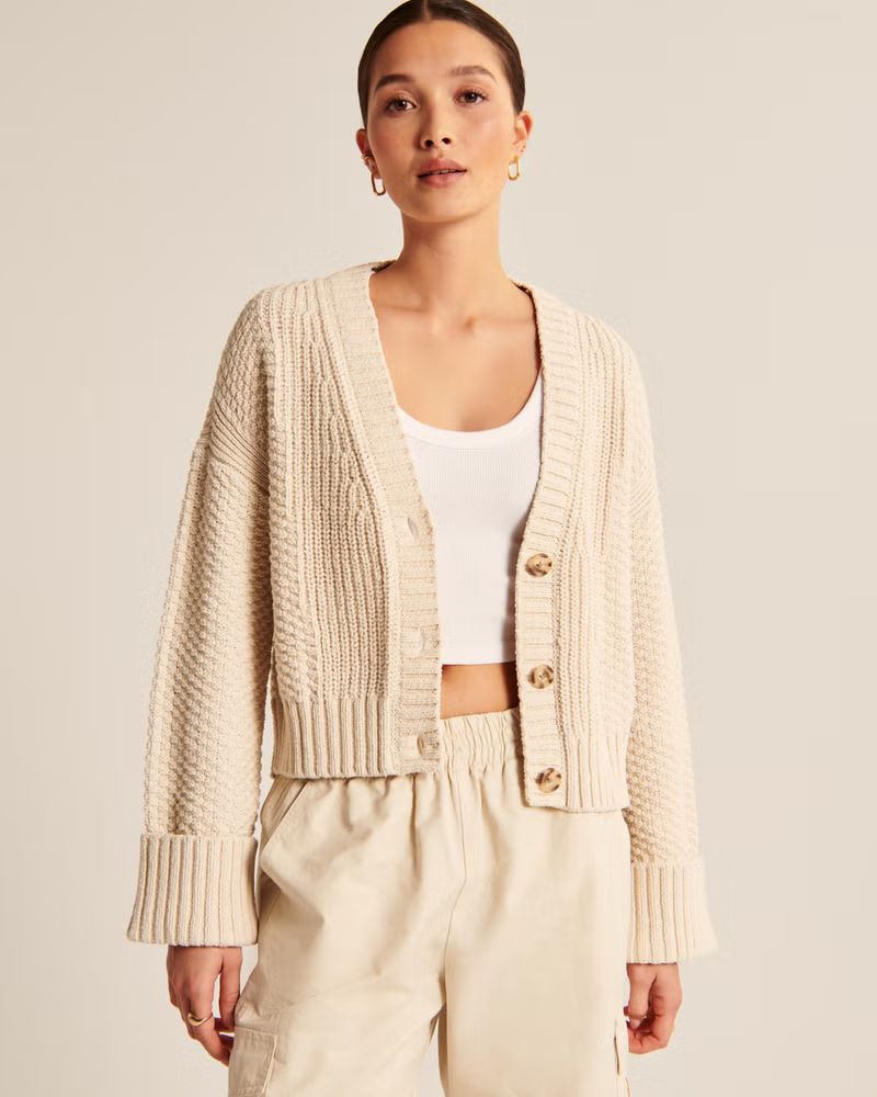Seed Stitch Short Cardigan | Abercrombie & Fitch (US)