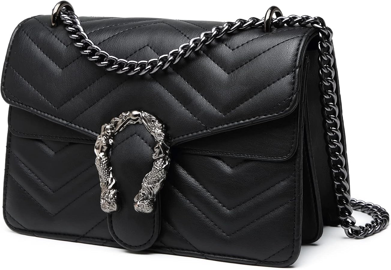 MYHOZEE Crossbody Bags for Women - Snake Printed Clutch Purses Leather Chain Shoulder Bags Evenin... | Amazon (US)
