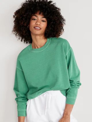 Oversized Vintage French Cotton-Blend Terry Sweatshirt for Women | Old Navy (US)