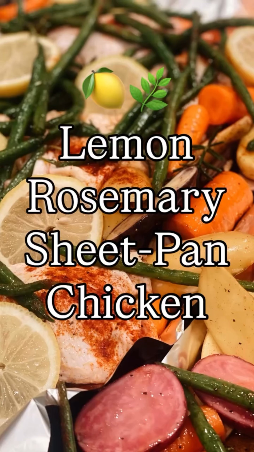 We had this for dinner last night and everyone loved. The veggies were so tasty cooked on the pan like this. I added carrots and fingerling potatoes to the pan, too. 😋 

Lemon Rosemary Sheet-Pan Chicken
🍋🌿🐓
Ingredients
	•	2–2½ lbs chicken thighs or drumsticks
	•	2 lemons (1 sliced, 1 juiced)
	•	3–4 cloves garlic, smashed
	•	2–3 sprigs fresh rosemary (or 1½ tsp dried)
	•	⅓ cup olive oil
	•	1 tsp kosher salt
	•	½ tsp black pepper
	•	½ tsp paprika (optional but great for color)
	•	Optional add-ins: baby potatoes, green beans, or carrots

Instructions
	1.	Preheat oven to 425°F.
	2.	In a bowl, whisk olive oil, lemon juice, garlic, rosemary, salt, pepper, and paprika.
	3.	Toss chicken (and veggies if using) in the marinade.
	4.	Spread everything on a sheet pan, skin-side up. Tuck lemon slices around.
	5.	Roast 35–45 minutes, until chicken is golden and reaches 165°F.
	6.	Broil 2–3 minutes for extra crisp skin if needed.

Serve with: roasted potatoes, couscous, or a simple arugula salad.

#over50fitness #over50nutrition #whatiate #sheetpandinnerover50 #fitoverfifty