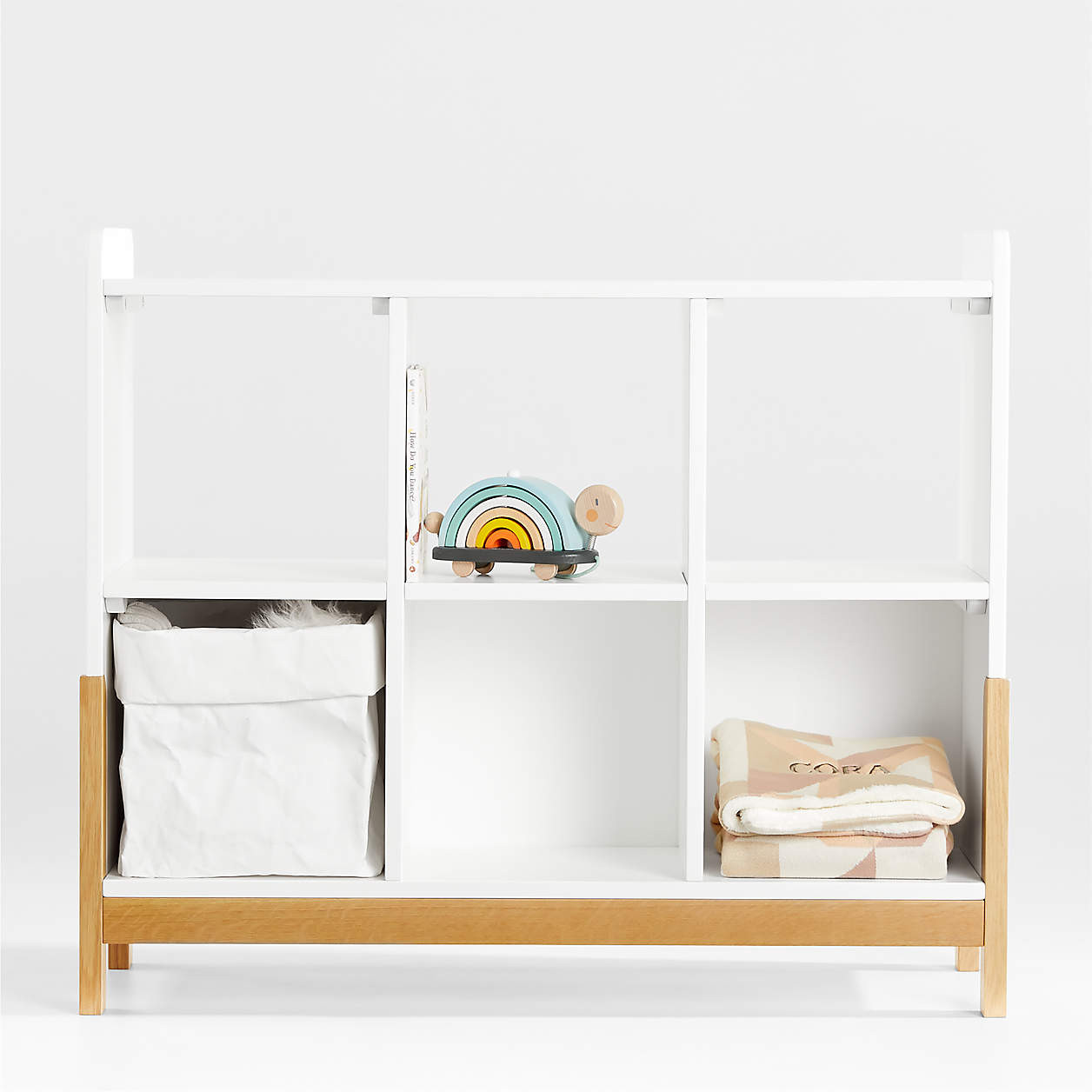 Rue 40" White Wood 6-Cube Montessori Bookcase + Reviews | Crate & Kids | Crate & Barrel