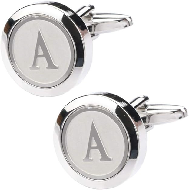 Mens Classic Stainless Steel Initial Cufflinks 26 Alphabet Initial Letter Cufflinks Business Wedd... | Amazon (US)
