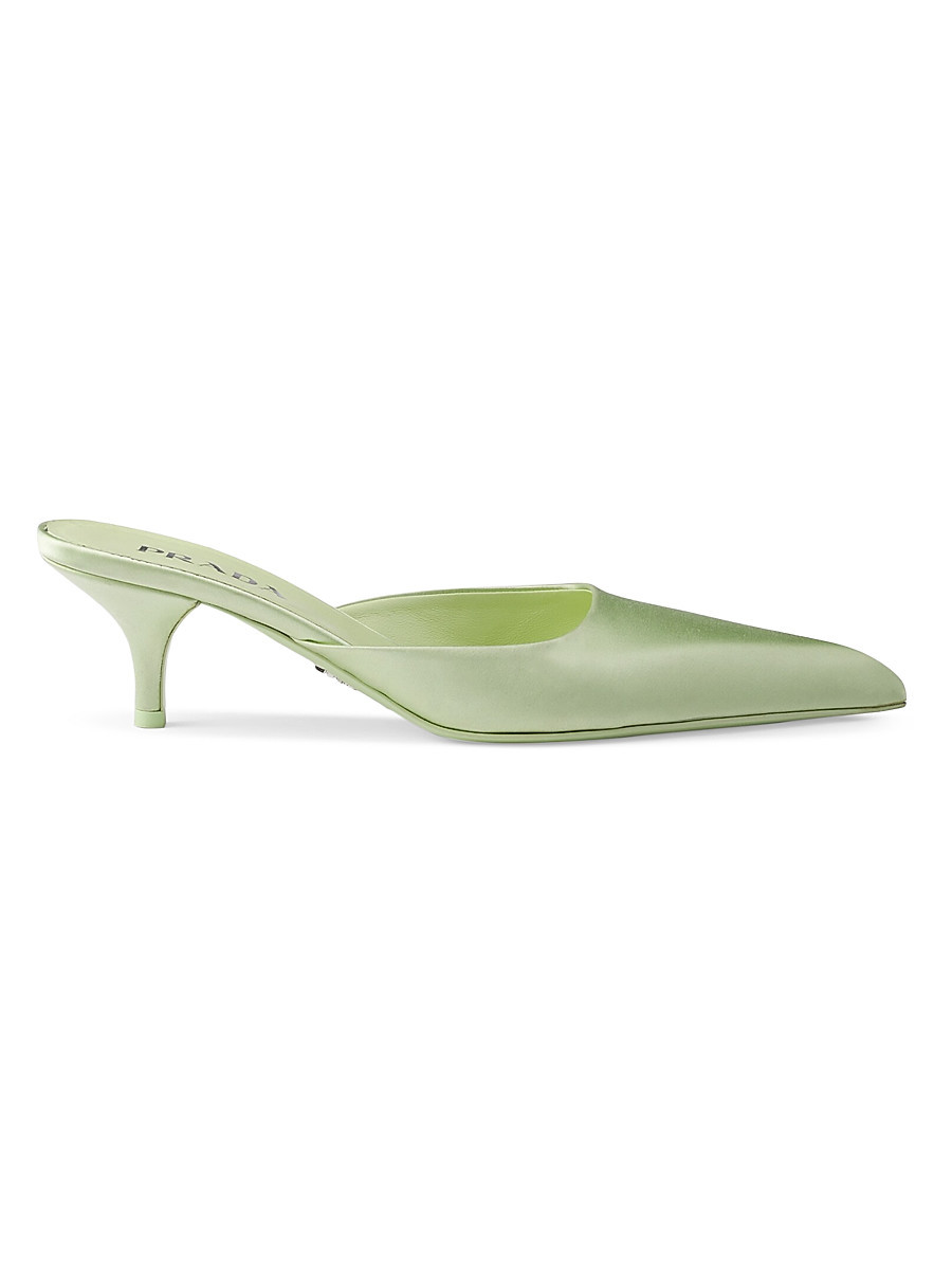 Women's Satin 55MM Mules - Green - Size 9.5 | Saks Fifth Avenue