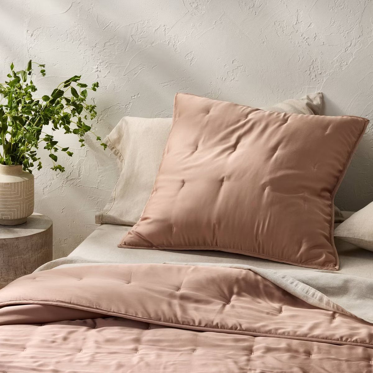 Euro Rayon from Bamboo Quilt Pillow Sham Light Adobe Clay - Casaluna™ | Target