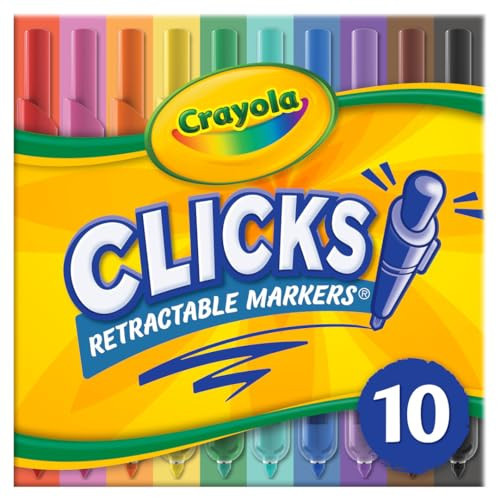 Crayola Clicks Retractable Tip Markers (10ct), Easter Basket Essentials, Cone Tip, Washable Art Marker Set for Kids, Long Lasting Coloring Supplies, 3+ | Amazon (US)