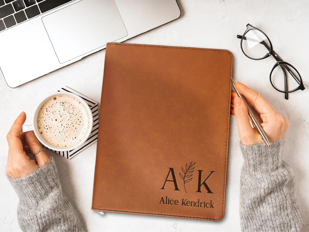 Personalized Leather Portfolio, Custom Portfolio W/ Zipper, Coworker Appreciation Gift, Personali... | Etsy (US)
