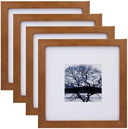 Egofine 8x8 Picture Frames 4 Pack, for Picture 4x4 with Mat or 8x8 whitout Mat Made of Solid Wood fo | Amazon (US)