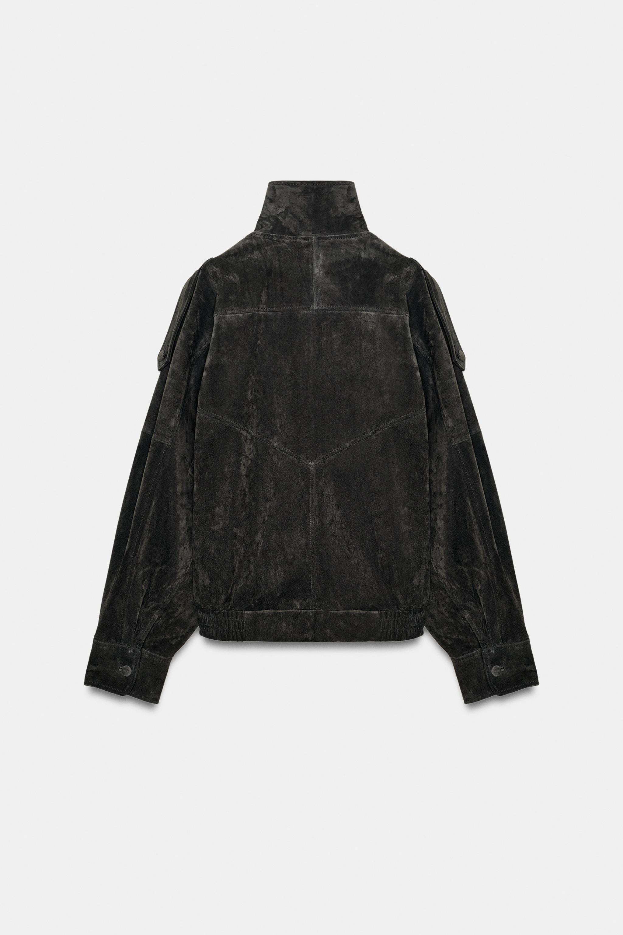 100% SUEDE LEATHER BIKER JACKET WITH COVERED BUTTONS | Zara UK