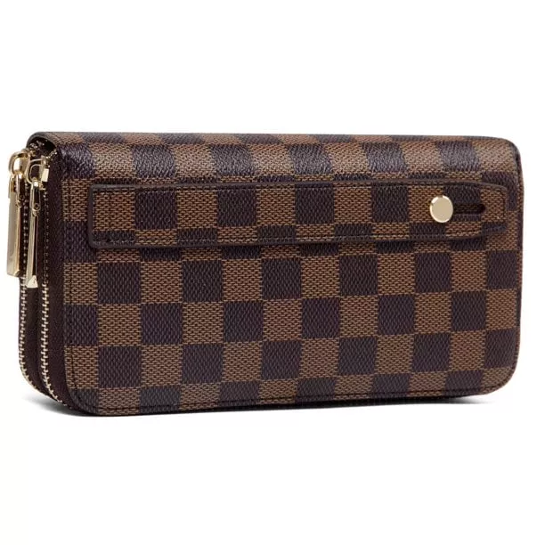 Daisy Rose Cream Checked Zip Wristlet Wallet and Phone Clutch