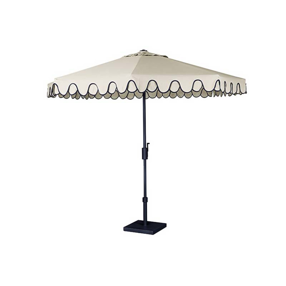9' Round Double Scallop Outdoor Patio Umbrella, Aluminum with Auto Tilt and Crank Lift - Natural | The Company Store
