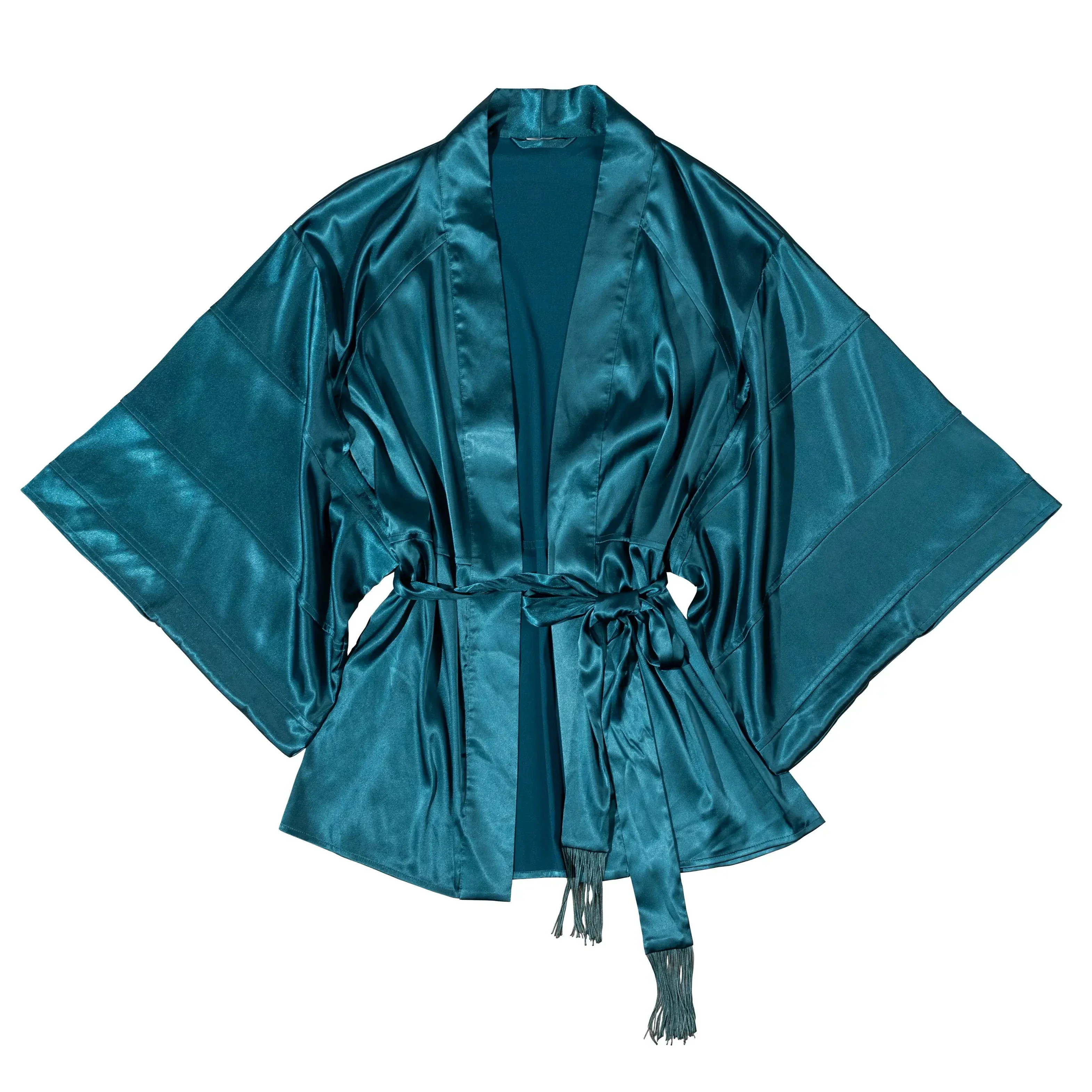 Satin Kimono Robe - Teal | Mentionables