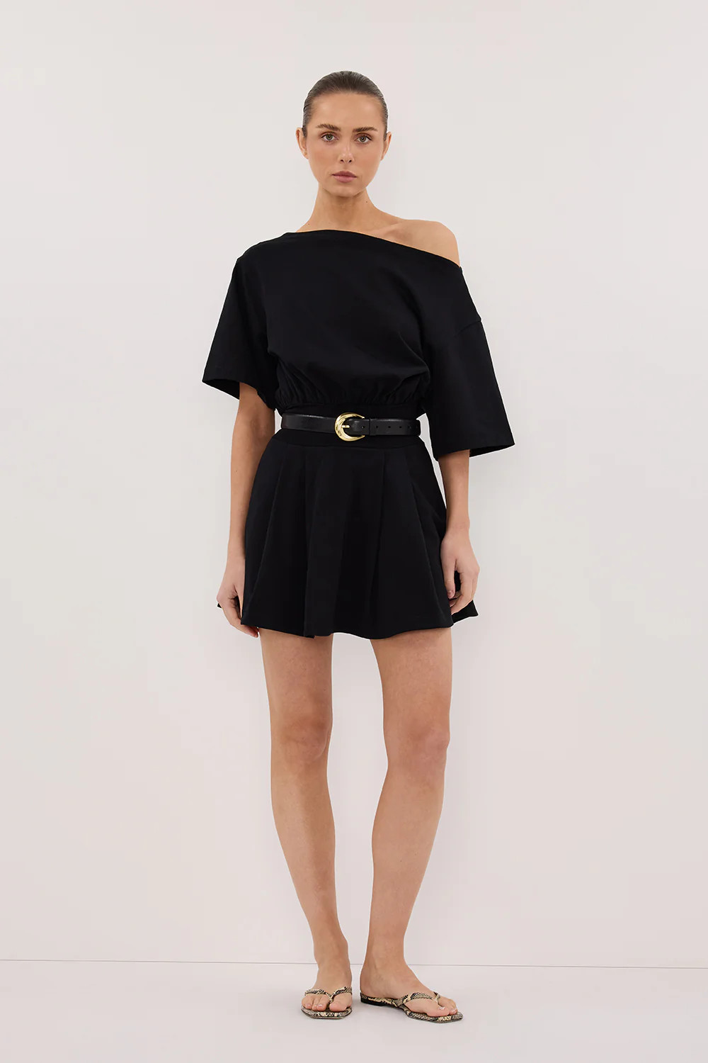 ESME BLACK ASYM MINI DRESS | DISSH