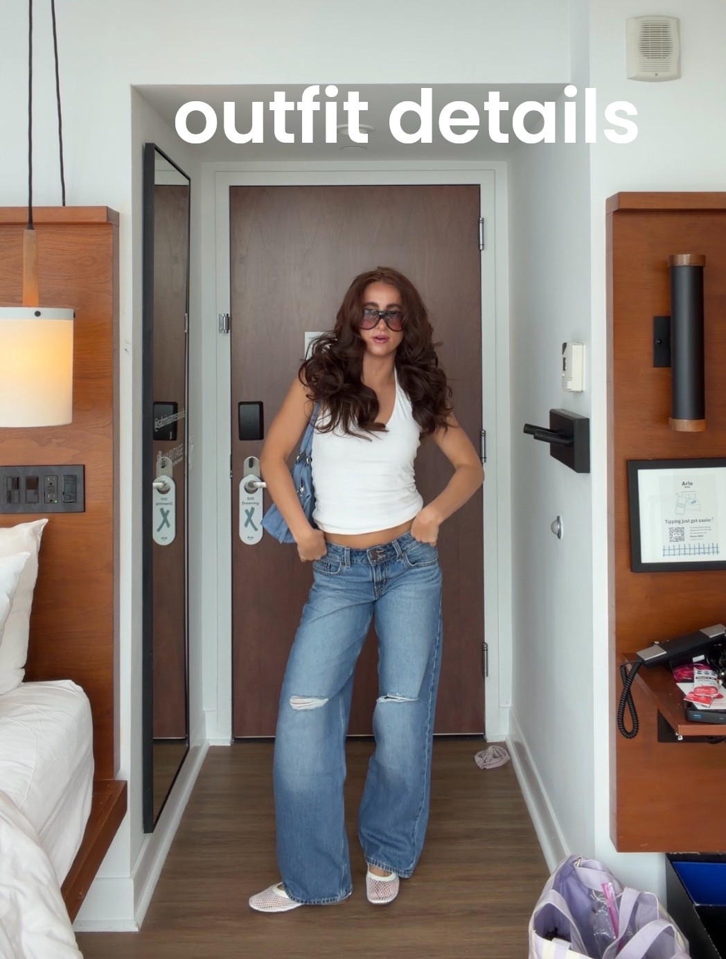 I found the shoes & sunnies years ago & can’t find a link for them & don’t want to link “something similar” but I do have ALL 3 white shirts I linked & love them! & especially these jeans😍 they are exacts! + the jewelry & purse is exact🧑🏽‍🩰