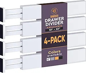 4 Pack Drawer Dividers Bamboo 2.6" High, 16-22" Adjustable Drawer Organizers for Clothes, Expanda... | Amazon (US)