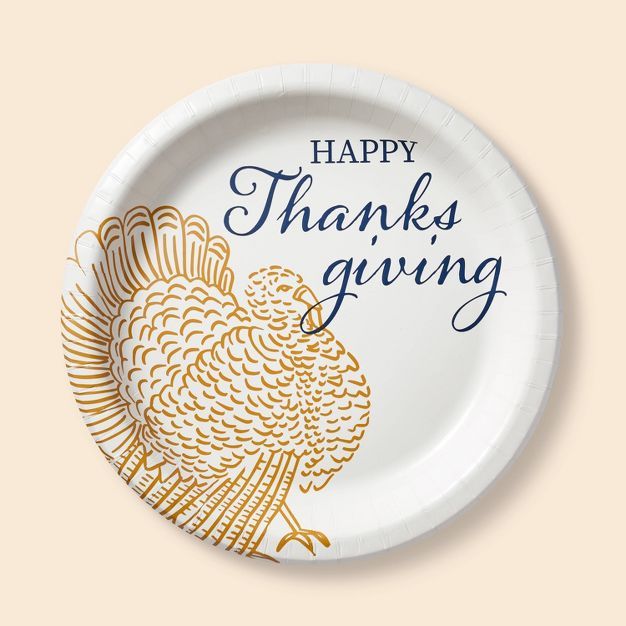 10ct Thanksgiving Large Dinner Paper Plates White - Spritz&#8482; | Target