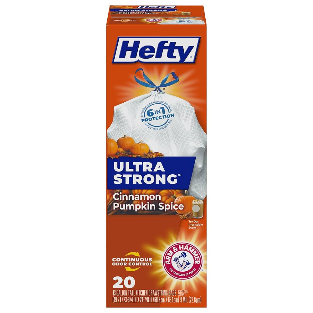 Hefty Ultra Strong 13 Gallon Trash Bags, Tall Kitchen Trash Bags 13 Gallon Size, Drawstring Closu... | Amazon (US)