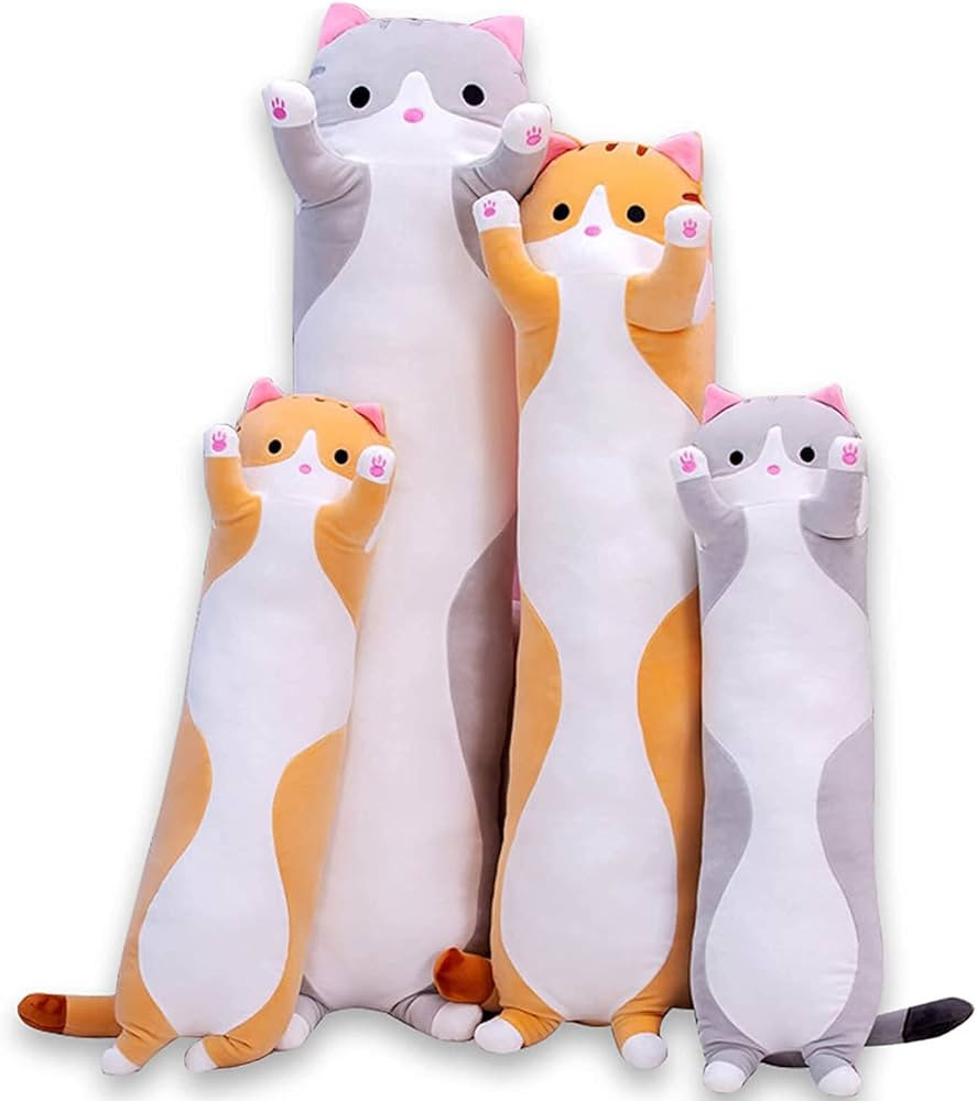 Cute Cat Plush Long Body Pillow Cuddle Cartoon Stuffed Animals Cat Plushie Soft Doll Pillows Gift... | Amazon (US)
