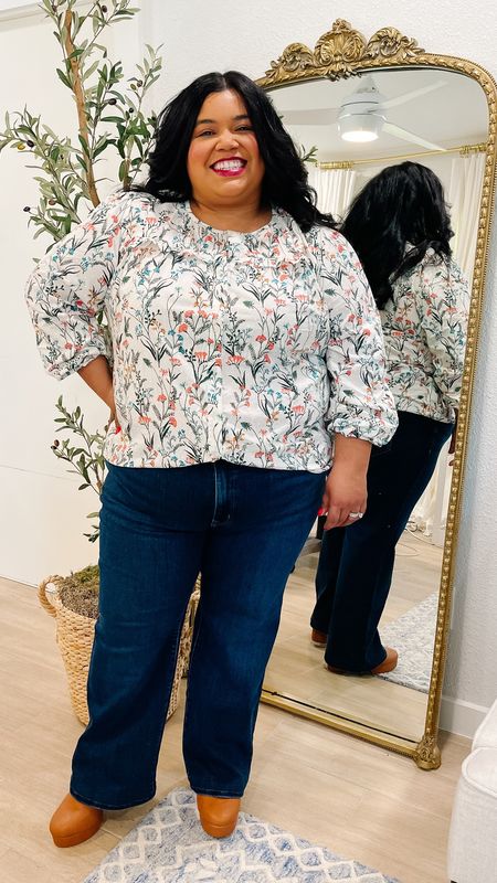 Smiles and Pearls is wearing a floral top from Lane Bryant. My flare jeans fit me just right and I’m wearing a size 18. 

#LTKGiftGuide #LTKHoliday #LTKplussize