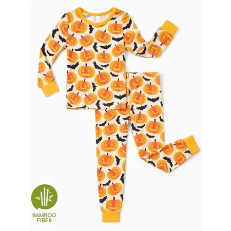 PatPat Halloween Pajamas Toddler Girls Boys Snug Fit Pumpkin Bat Long Sleeve Top and Pants Pj Viscose from Bamboo Sleepwear Sets, Orange, 2T | Walmart (US)