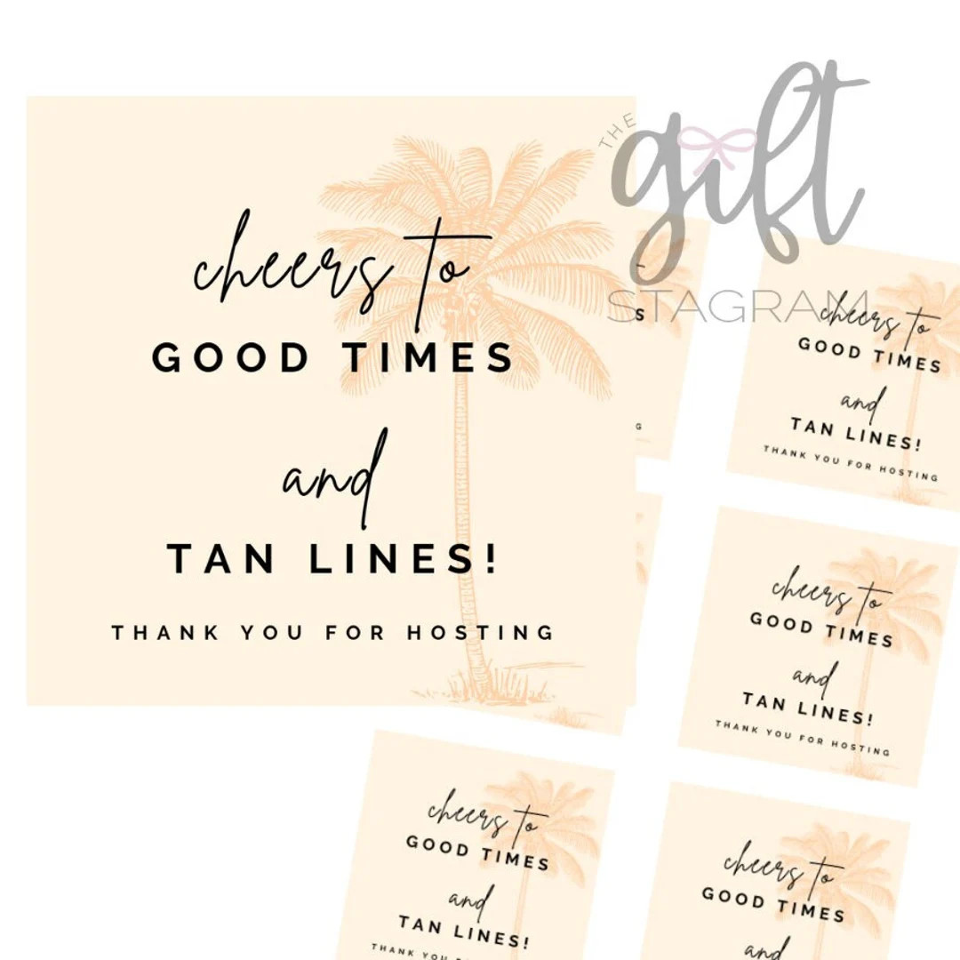 Cheers to Good Times and Tan Lines, Thank You for Hosting Gift Tag DIGITAL DOWNLOAD Thank You Gif... | Etsy (US)