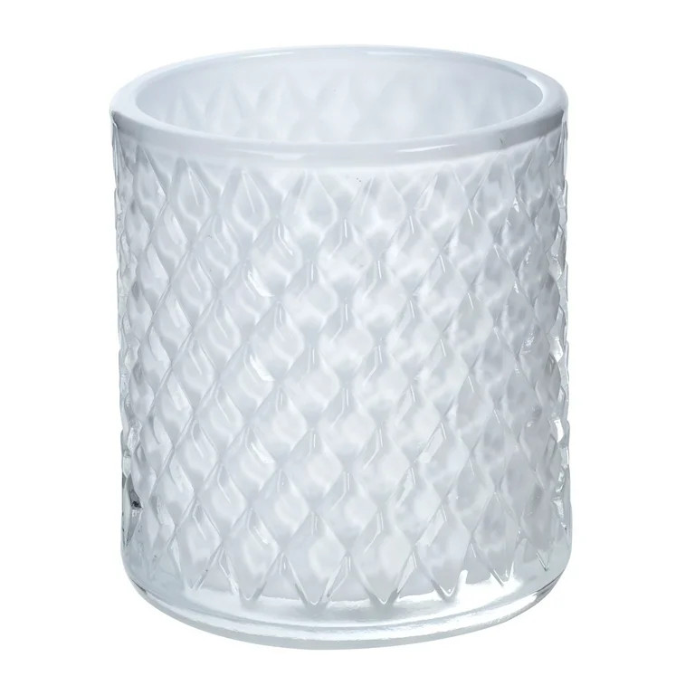 Mainstays Milky White Diamond Pattern Glass Votive and  Tealight Candle Holder - Walmart.com | Walmart (US)