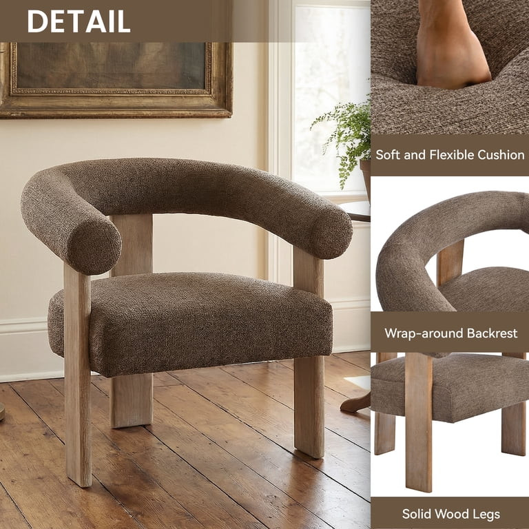 Vknow 25" Oversized Barrel Accent Chairs, Upholstered Chenille Chairs, Cozy Reading Chairs for Li... | Walmart (US)