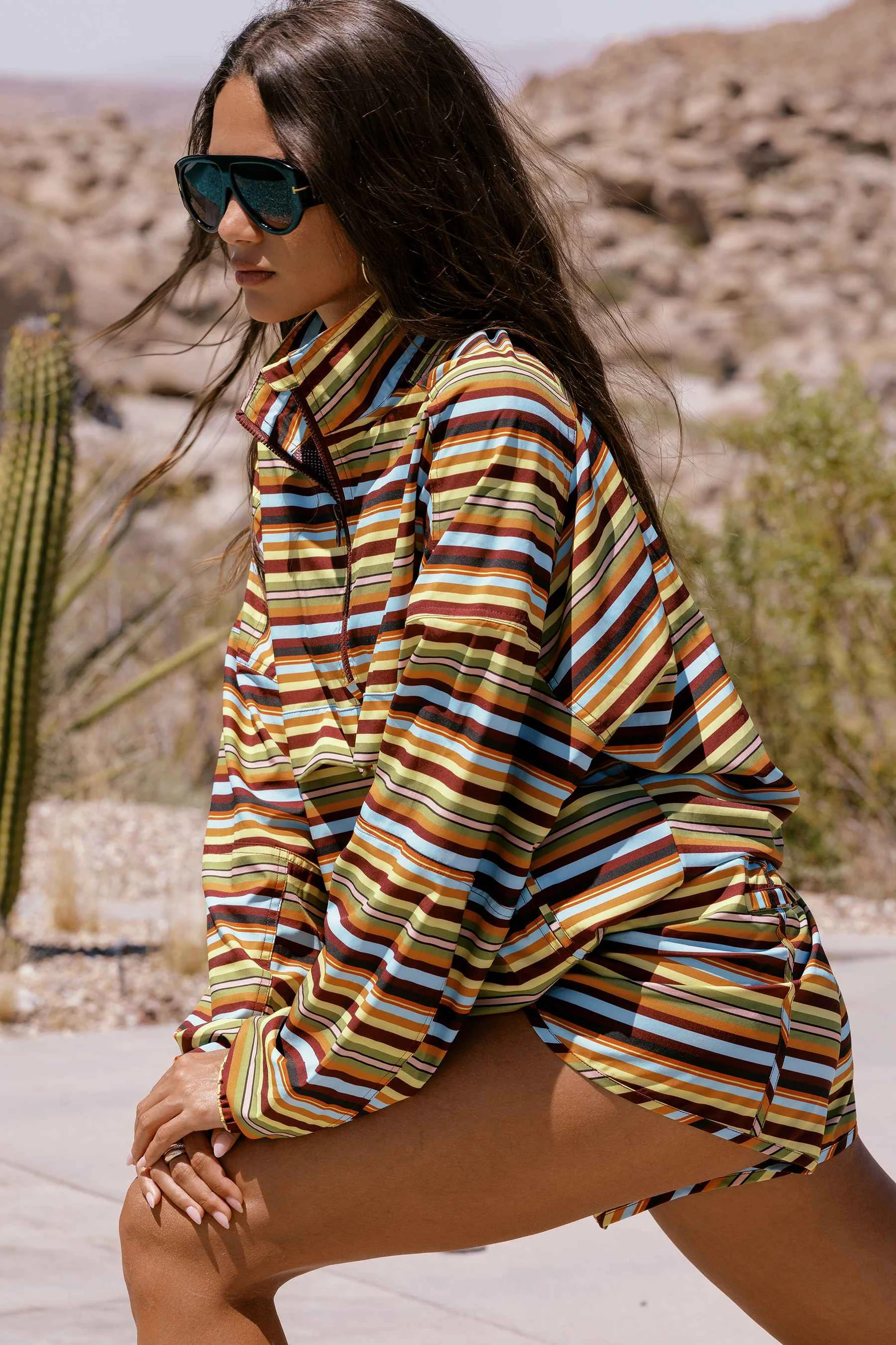 Vespera Jacket Paradise Stripe | Women's Quarter Zip Windbreaker | Beach Riot | Beach Riot