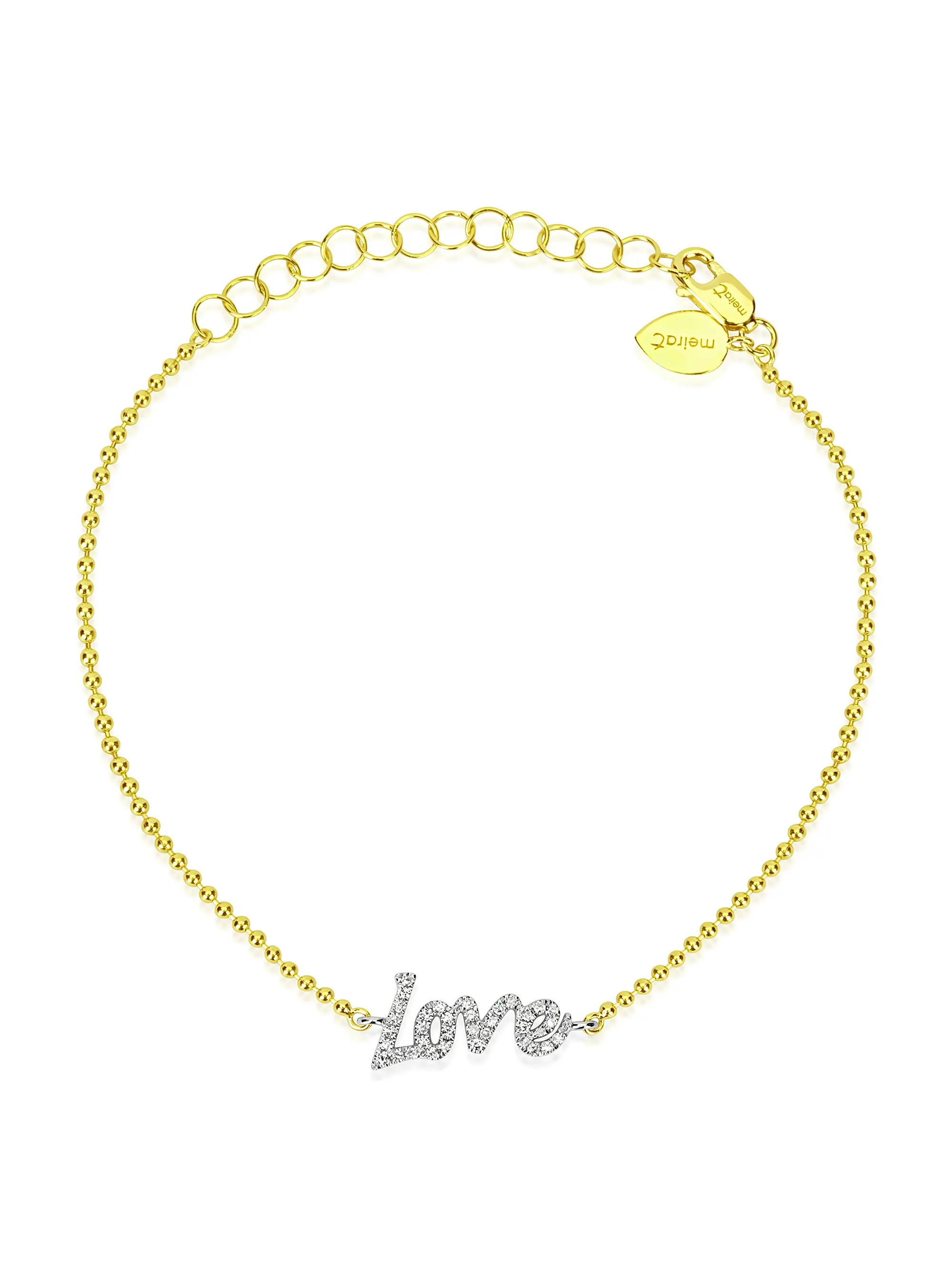 Love 14K Yellow Gold & 0.10 TCW Diamond Bead Chain Bracelet | Saks Fifth Avenue