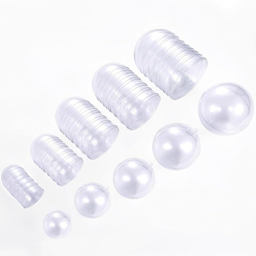 25 Set 50 Pieces Christmas Clear Plastic Fillable Ornaments, DIY Bath Bomb Mold,Acrylic Clear Pla... | Amazon (US)