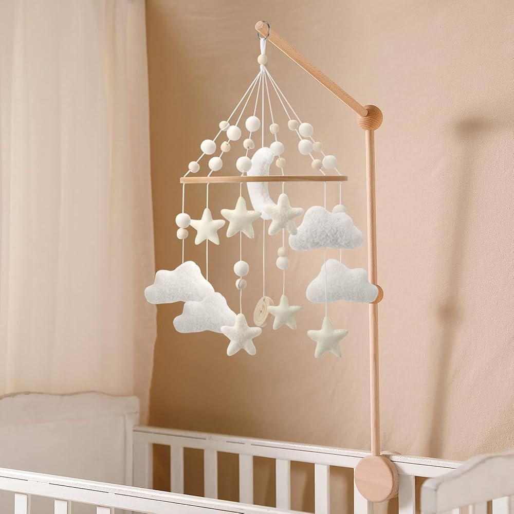 Cloud Mobile for Crib - A Handmade Gender Neutral Cloud Crib Mobile with Moon and Stars | Amazon (US)