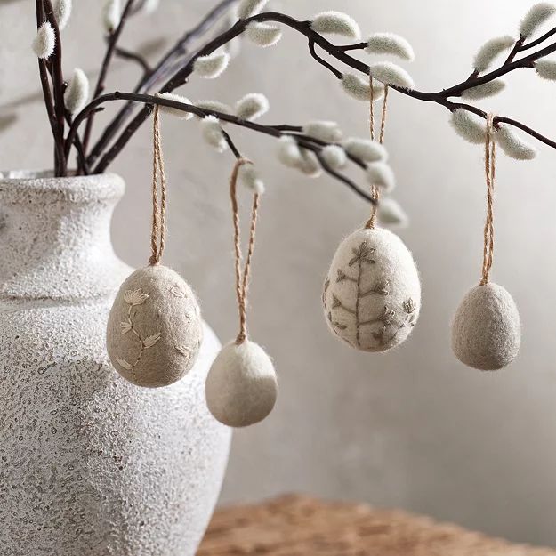 Felt Embroidered Egg Decorations – Set of 4 | The White Company (UK)