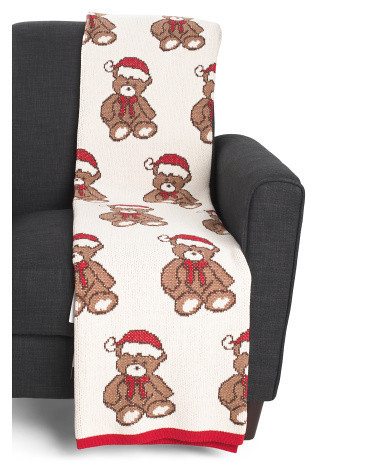 Multi-Bear Knitted Throw, Cotton/Polyester | TJ Maxx