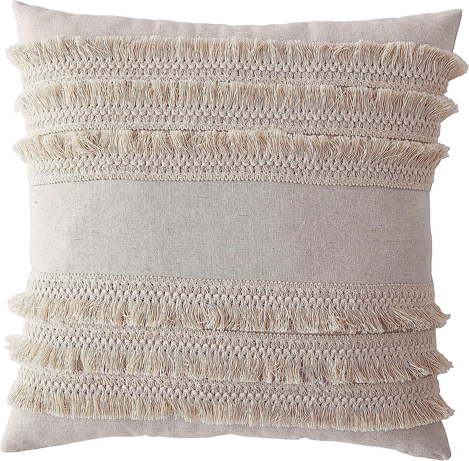 Morgan Home Decorative Fringe Throw Pillow Cushions Cover for Sofa Couch or Bed - 18 x 18 inches,... | Amazon (US)