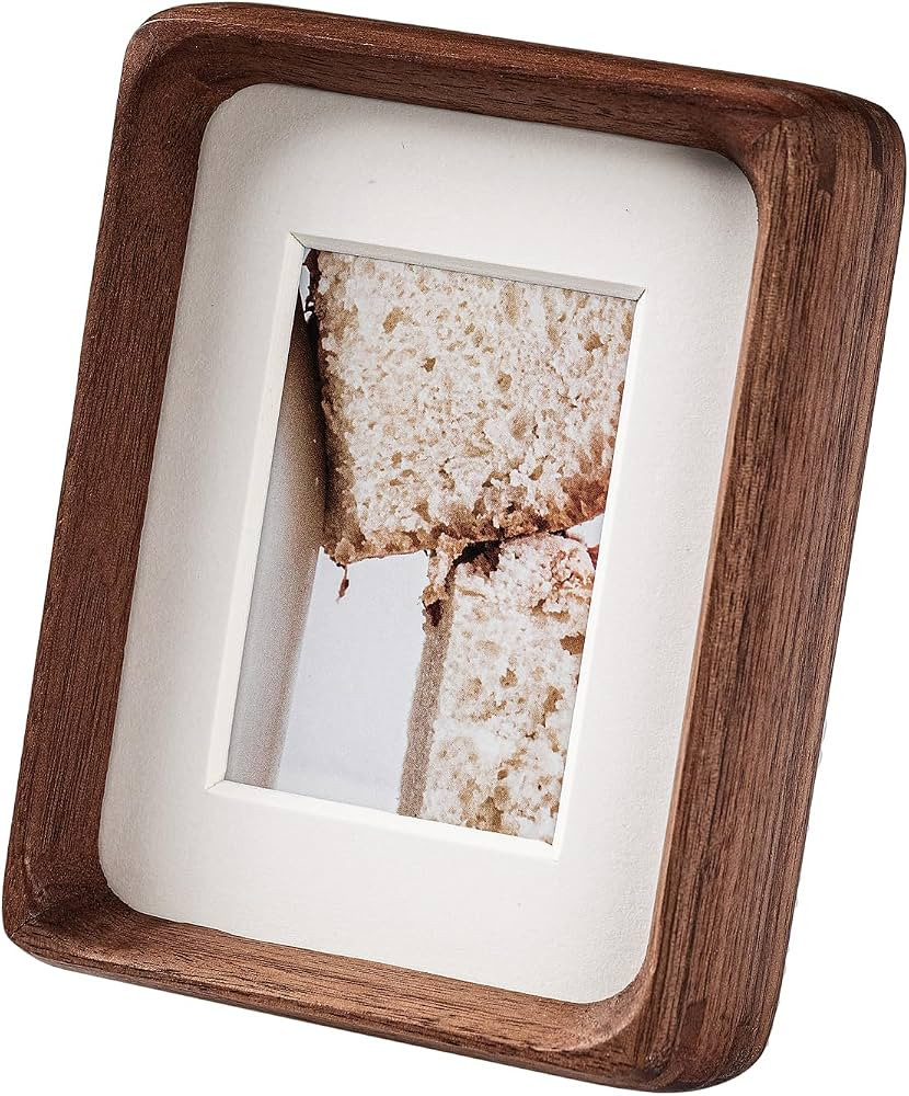4x6 Natural Walnut Wood Picture Frames - Displays 3x4 Photo with Mat | Rustic Handmade Frame,Hori... | Amazon (US)