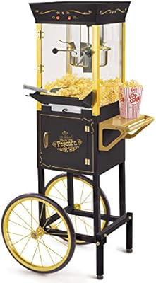 Nostalgia CCP510BK Vintage Professional Popcorn Cart-New 8-Ounce Kettle-53 Inches Tall-Black | Amazon (US)