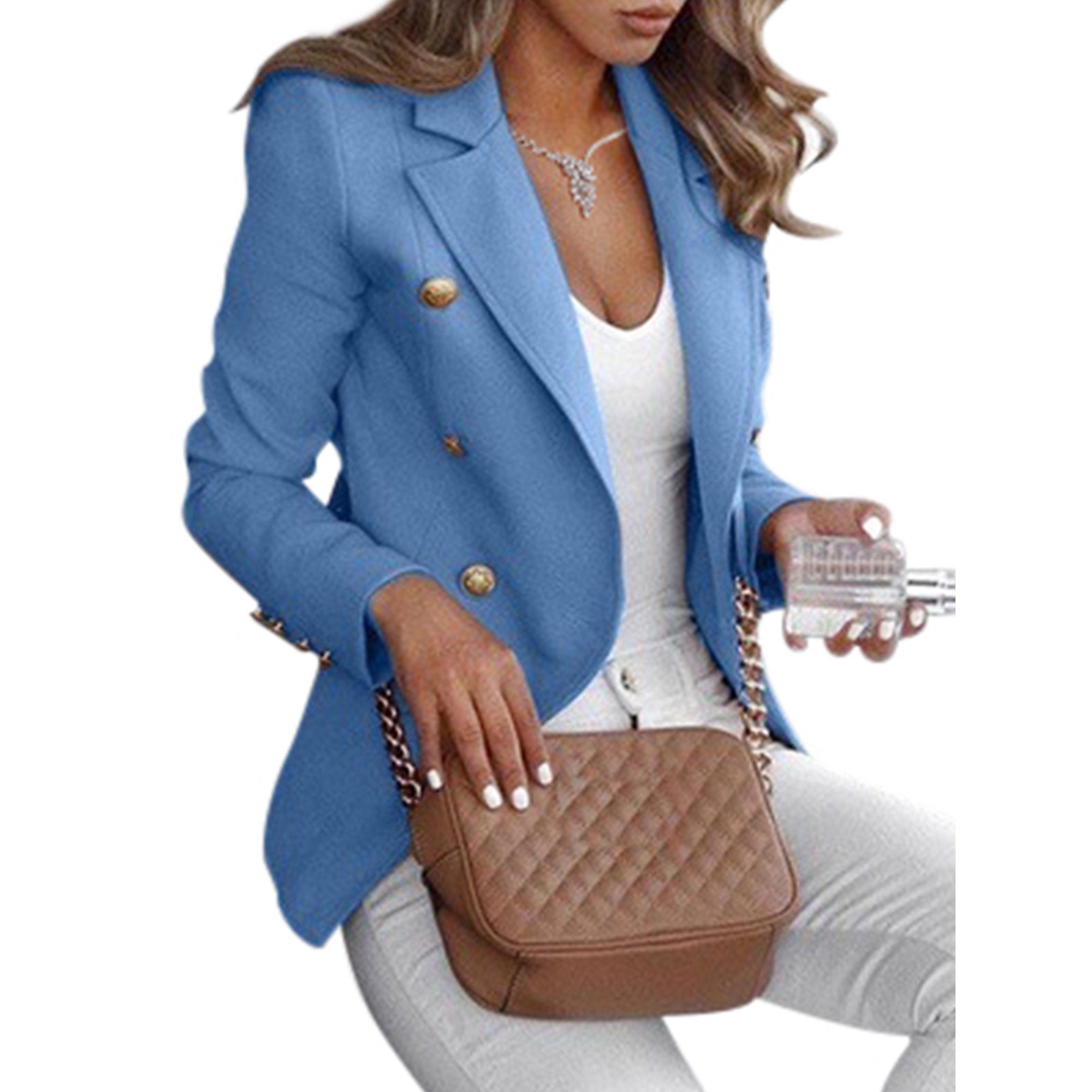 Plus Size Casual Slim Fit Double Breast Blazer Suit For Women Ladies Lapel Cardigan Baggy Jacket ... | Walmart (US)
