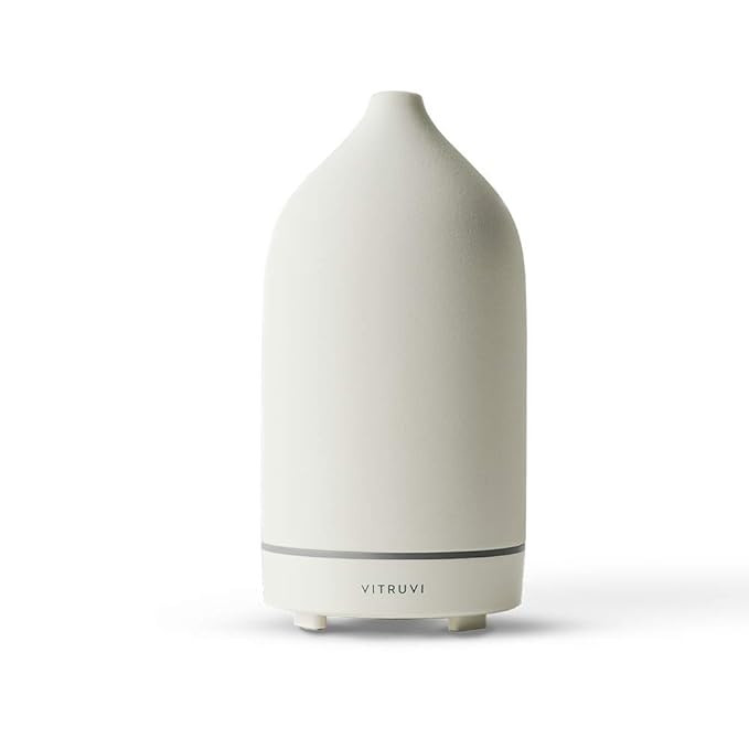 Vitruvi Stone Diffuser, Ceramic Ultrasonic Essential Oil Diffuser for Aromatherapy, White, 90ml C... | Amazon (US)