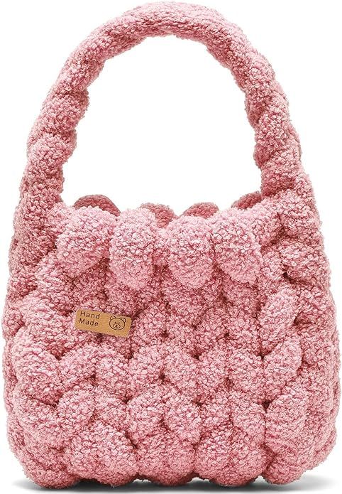 Woven Fuzzy Purse for Women Fashion Top-handle Shoulder Bag Cute Soft Hobo Tote Bag | Amazon (US)