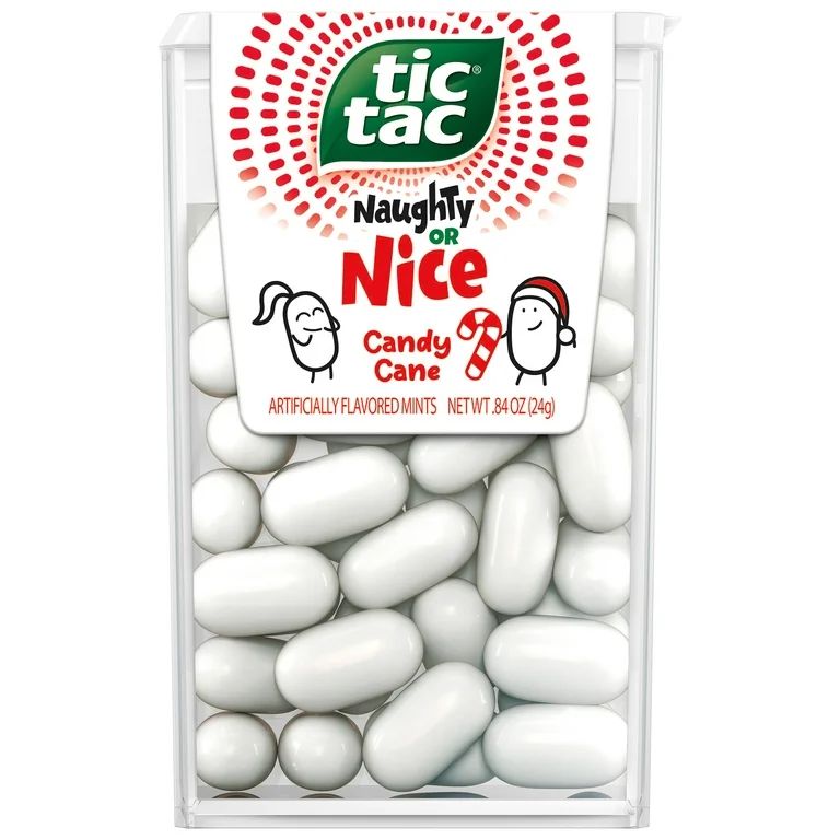 Tic Tac Naughty or Nice Candy Cane Mints, Holiday Treats, Stocking Stuffer Pack, .84 oz | Walmart (US)