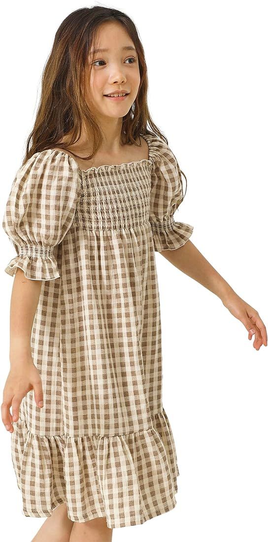 NOTHING FITS BUT Girl’s Classic Cotton Dress, Muslin Gingham Hana Gown, Kids Casual Long Dress | Amazon (US)