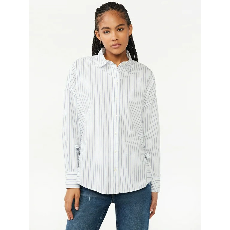 Free Assembly Women's Oversized Square Shirt with Side Tie - Walmart.com | Walmart (US)