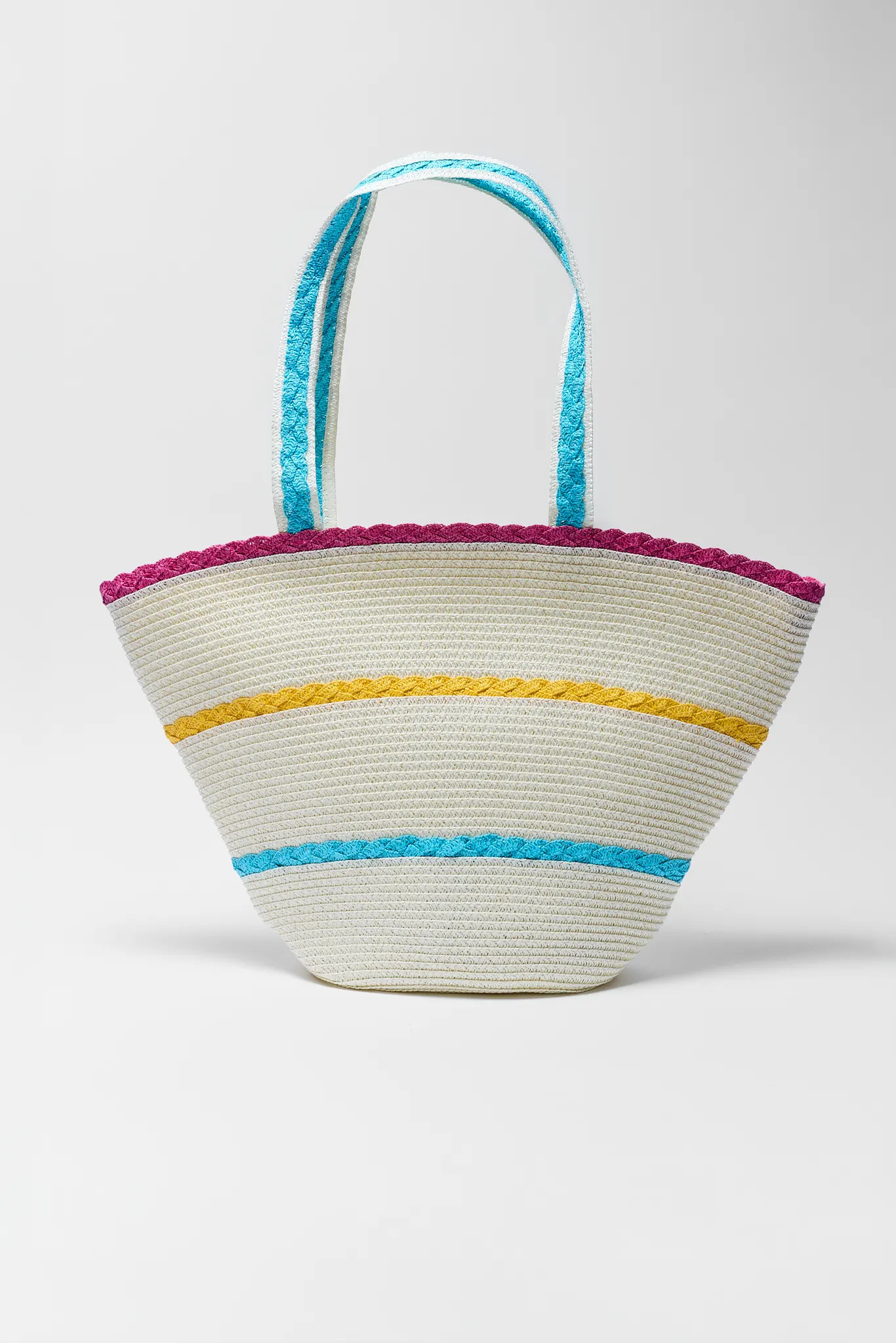 Tan Multi Striped Straw Tote | Avara