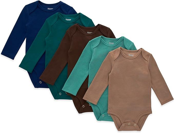 Hanes Baby Long Sleeve Bodysuit, Ultimate Flexy Bodysuits Boys & Girls, 5-Pack | Amazon (US)